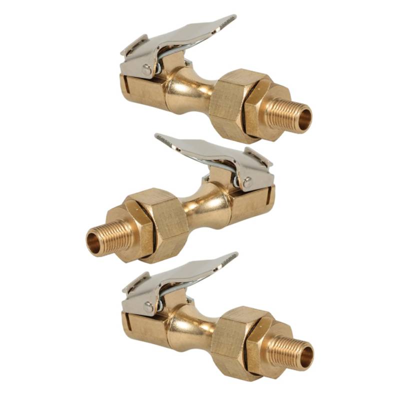 ZUNOXAZ 3 Stück Reifenklammer autozubehör luftdruckprüfer Reifenclip Autoreifen-Klemme Reifenklemme Automatischer Luftkompressor Fahrzeugreifen-Klemme Inflator Futter Kupfer Golden von ZUNOXAZ