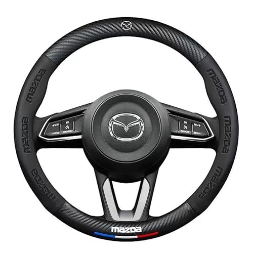 ZUOBYMBC Auto Lenkradbezug für Mazda CX-5 2012-2023, Lenkradbezug Leder,Lenkradabdeckung,Lenkrad Bezug Auto,Lenkradhüllen,Atmungsaktiv,rutschfest(37–38cm) von ZUOBYMBC