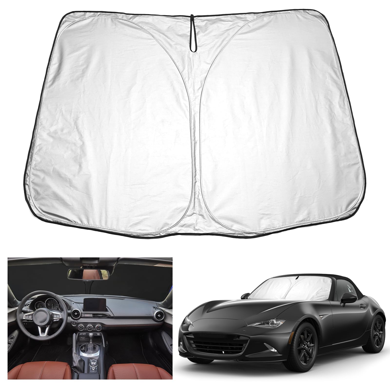 ZUOBYMBC Sonnenschutz Auto Frontscheibe für Mazda MX5 MX-5 Miata 2016-2022 2023 2024, Sonnenschutz Frontscheibe Innen,Sonnenblende Vorne,Car Windshield Sun Shade,Sun Visor Protector ZUOBYMBC Sonnenschutz Auto Frontscheibe für Mazda MX5 MX-5 Miata 2016-2022 2023 2024, Sonnenschutz Frontscheibe Innen,Sonnenblende Vorne,Car Windshield Sun Shade,Sun Visor Protector von ZUOBYMBC