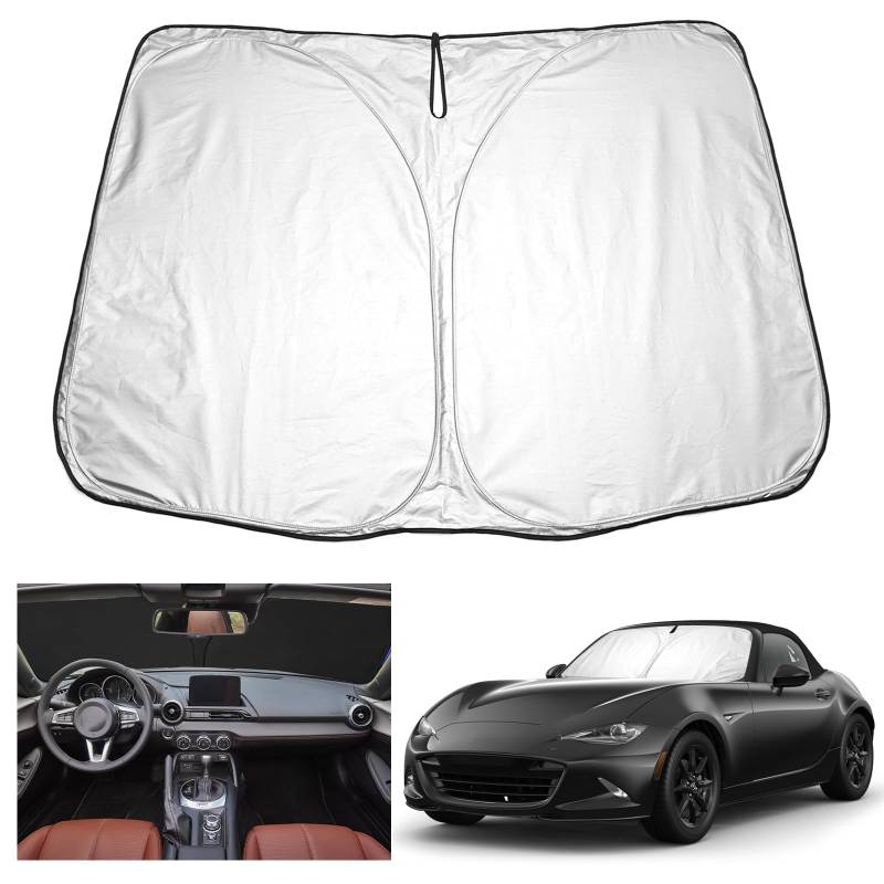 ZUOBYMBC Sonnenschutz Auto Frontscheibe für Mazda MX5 MX-5 Miata 2016-2022 2023 2024, Sonnenschutz Frontscheibe Innen,Sonnenblende Vorne,Car Windshield Sun Shade,Sun Visor Protector von ZUOBYMBC