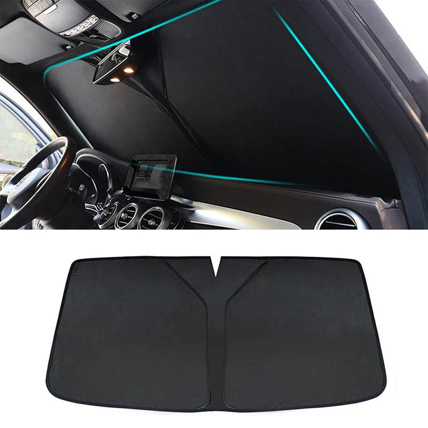 ZUOBYMBC Sonnenschutz Auto Frontscheibe für VW Caravelle (T6.1) 2019-2023, Sonnenschutz Frontscheibe Innen,Sonnenblende Vorne,Car Windshield Sun Shade,Sun Visor Protector,Black von ZUOBYMBC