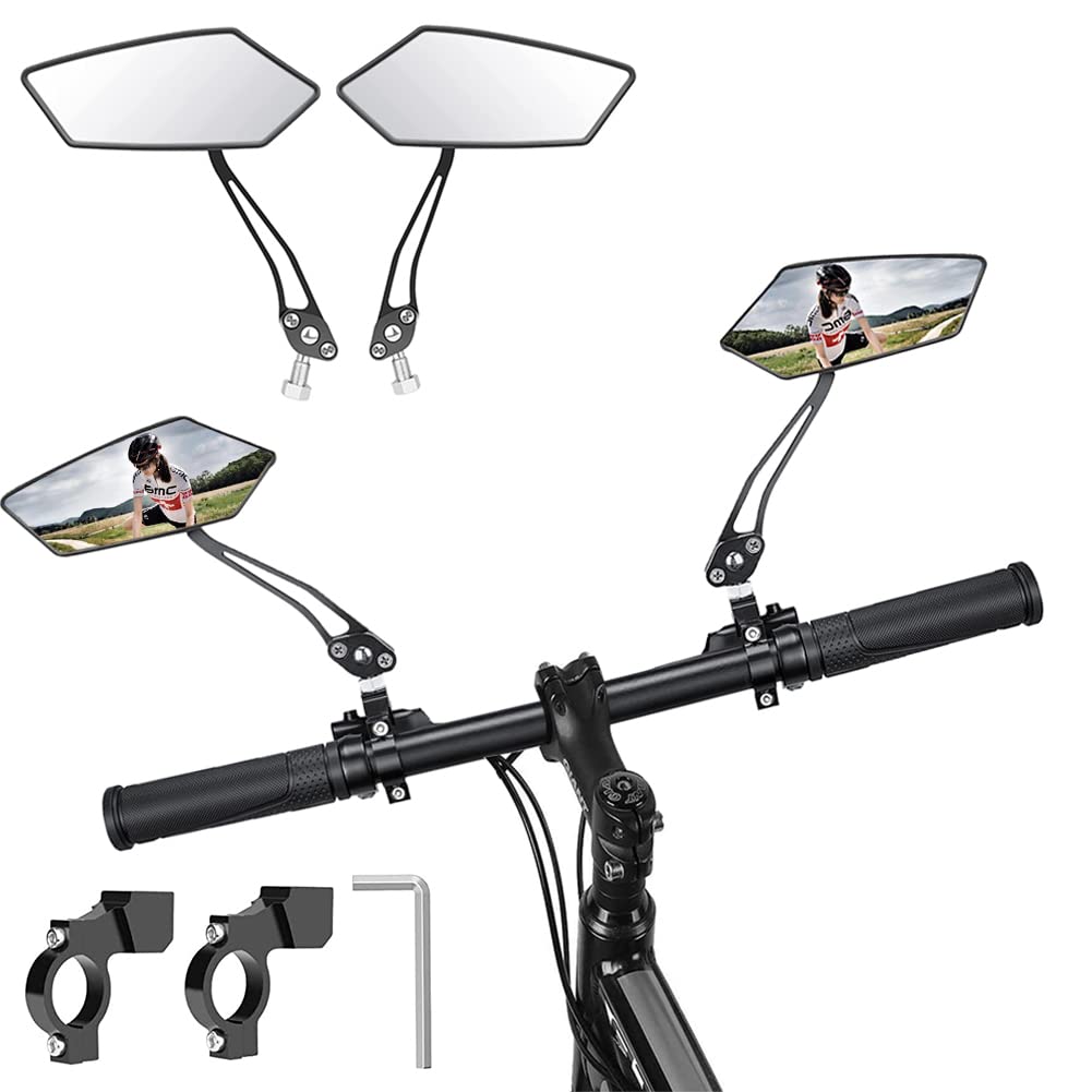 2 Stück Fahrradspiegel HD schlagfestes Echtglas|Fahrrad Rückspiegel | 360 Grad drehbar Fahrradspiegel für ebike | Rückspiegel Fahrrad Spiegel Set für e-bike | Fahrradrückspiegel klappbar(Black) von ZUOMIDIE