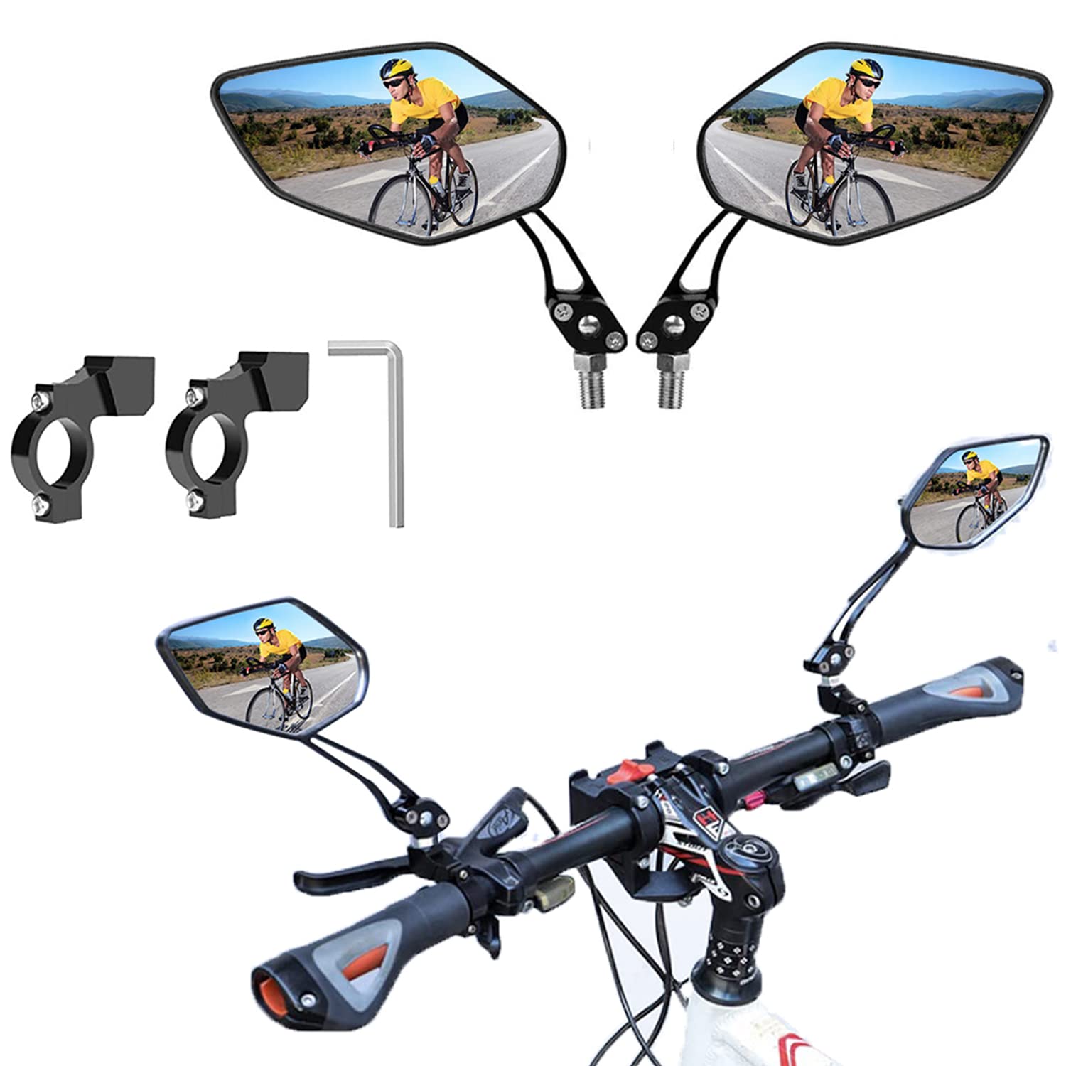 2 Stück Fahrradspiegel,360°Verstellbarer Fahrrad Rückspiegel, HD Fahrrad Spiegel Klappbar Fahrradrückspiegel für Lenker,Weitwinkel Fahrrad Spiegel Fahrradrückspielgel für Fahrrad von ZUOMIDIE