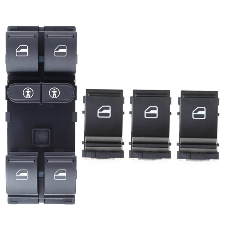ZVPQU Fensterschalter-Abdeckungsknopf Auto 7L6959857E 7L6959855B for VW for Touareg Touran Sharan Alhambra Fensterheber Schalter Cuntrol Taste 7L 6 959 857E(A Set) von ZVPQU