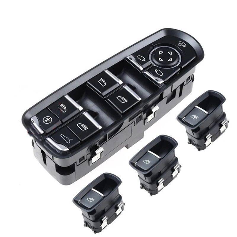 ZVPQU Fensterschalter-Abdeckungsknopf Auto 7PP959858AE 7PP959858M 7PP959855C Elektrischer Fensterheber-Steuerschalter for Porsche Panamera for MACAN 2011–2015(Set (Children Logo)) von ZVPQU