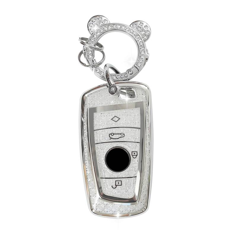 ZVRSUA Autoschlüssel Schutzhülle Passt für BMW,Schlüsselcover TPU Autoschlüssel hülle Kompatibel mit BMW 1er 2er 3er 4er 5er 6er F11 F10 F12 F20 F21 F25 F30 F31 X3 X4 M3 M4 M5 3GT 5GT (Silber) von ZVRSUA