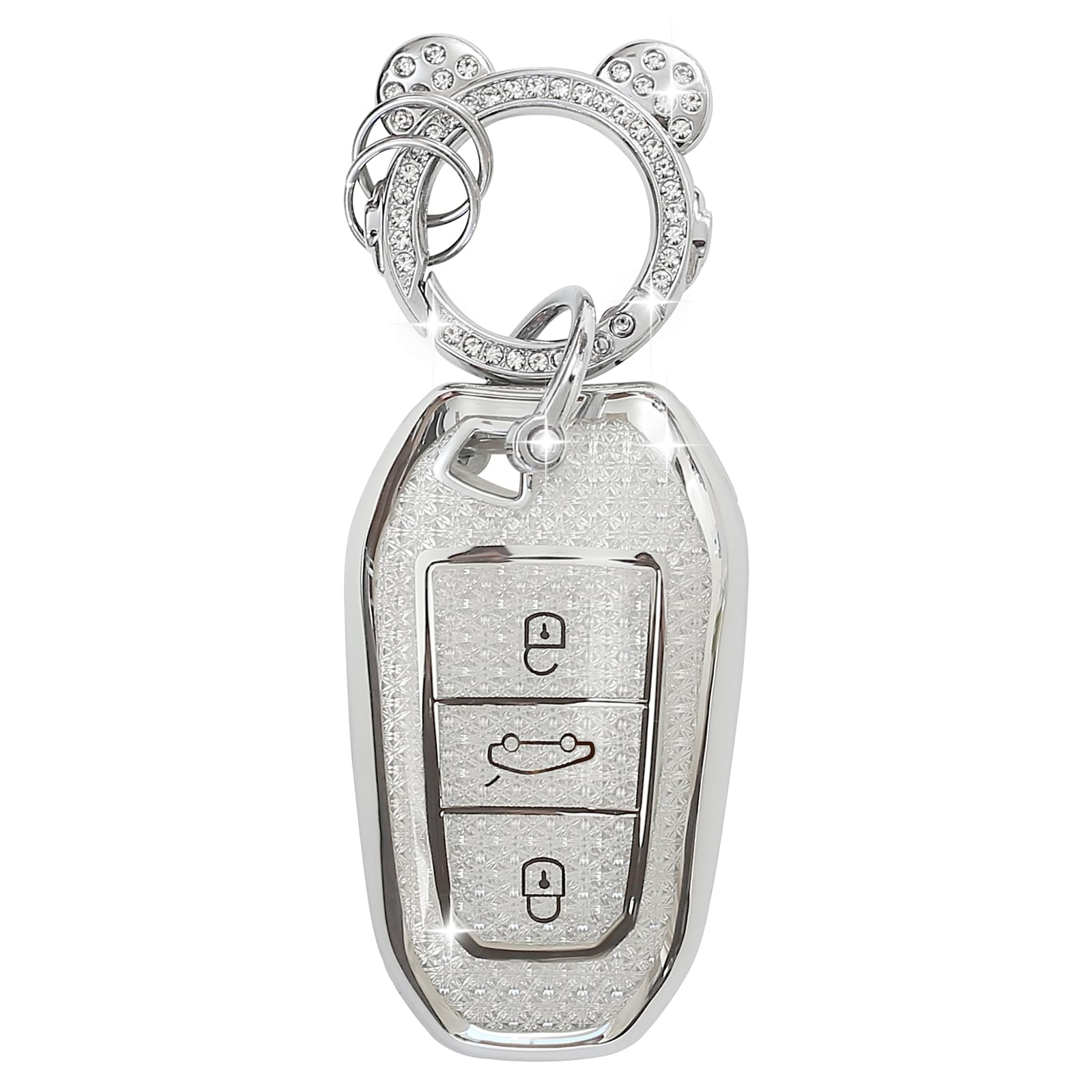 ZVRSUA Autoschlüssel Schutzhülle Passt für Peugeot,Schlüsselcover TPU Autoschlüssel hülle 3 Tasten Kompatibel mit Peugeot 2008 3008 5008 308 508 für Opel Grandland X Mokka Corsa Insignia (Silber) ZVRSUA Autoschlüssel Schutzhülle Passt für Peugeot,Schlüsselcover TPU Autoschlüssel hülle 3 Tasten Kompatibel mit Peugeot 2008 3008 5008 308 508 für Opel Grandland X Mokka Corsa Insignia (Silber) von ZVRSUA