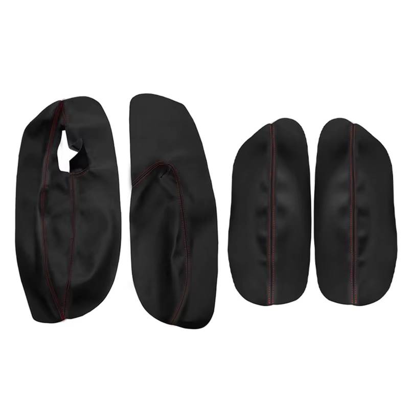 Auto-Innenverkleidung Auto Innentürgriff Armlehne Panel Leder Abdeckung Trim 3/4 Türen Für VW Für Golf 4 Für MK4 Für Jetta 1998-2005 Zubehör Innenraum(3doors-red line) von ZVZGPGKLTC