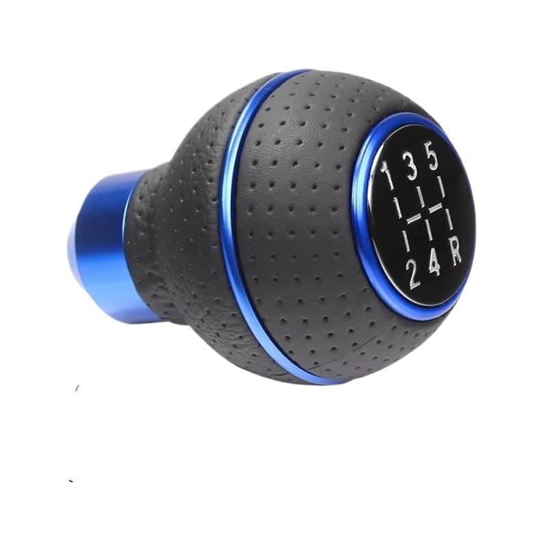Schaltknauf für Autos Für Schaltgetriebe Leder Und Aluminiumbasis Ersetzen Sie Den Original-Autoknopf Direkt 5-Gang-Universal-Auto-Schaltknauf Getriebeknauf(5 Speed Blue Ring) von ZVZGPGKLTC