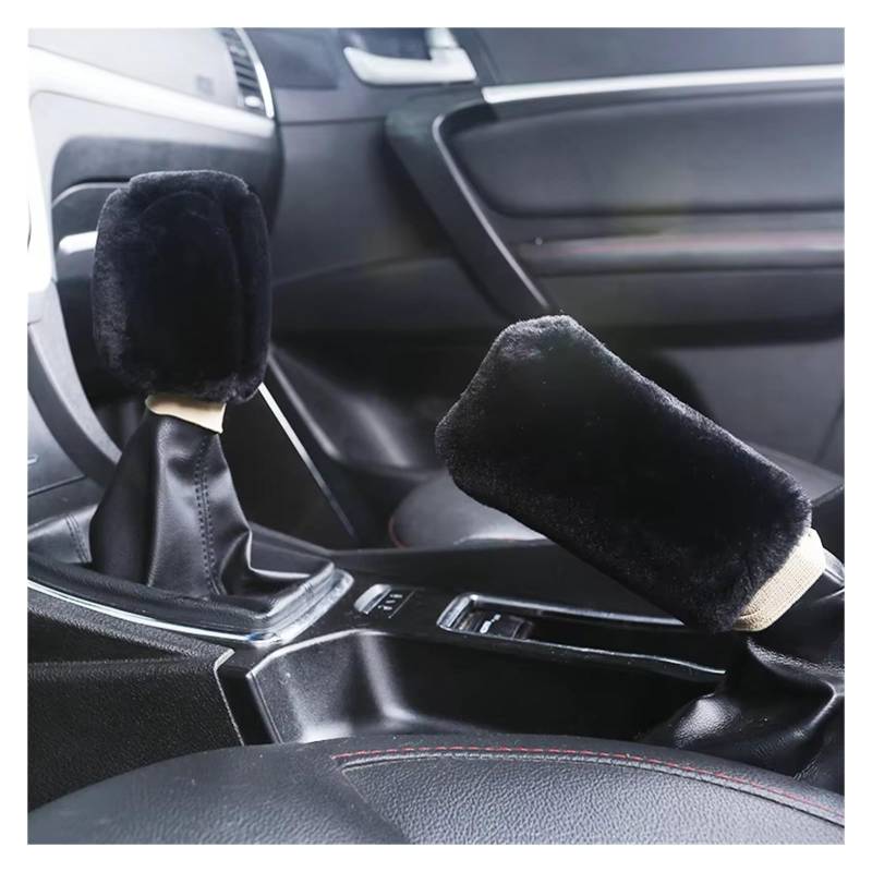 Schaltknauf für Autos Weiche Plüschhülse Winter Warm Handbremse Schaltknauf Abdeckung Griff Universal Auto Dekoration 2 Stück Auto Handbremsgriffabdeckungen Getriebeknauf(Black) von ZVZGPGKLTC