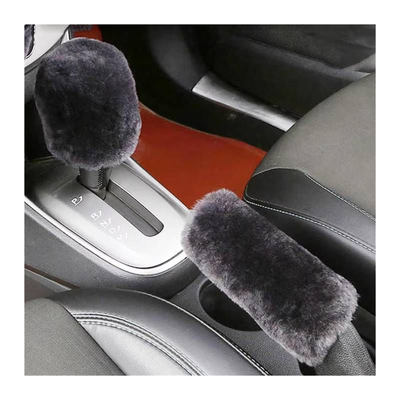 Schaltknauf für Autos Weiche Plüschhülse Winter Warm Handbremse Schaltknauf Abdeckung Griff Universal Auto Dekoration 2 Stück Auto Handbremsgriffabdeckungen Getriebeknauf(Gray) von ZVZGPGKLTC