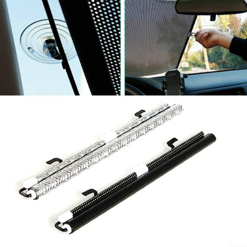 Wärmeisolierender Sonnenschutz für Autos, 2 Stück mit fortschrittlicher automatischer Rollfunktion (40 x 60 Punkte schwarz) von ZWEquipint