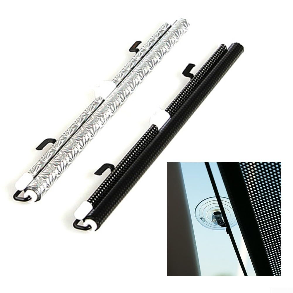 Wärmeisolierender Sonnenschutz für Autos, 2 Stück mit fortschrittlicher automatischer Rollfunktion (40 x 60 Punkte silber) von ZWEquipint