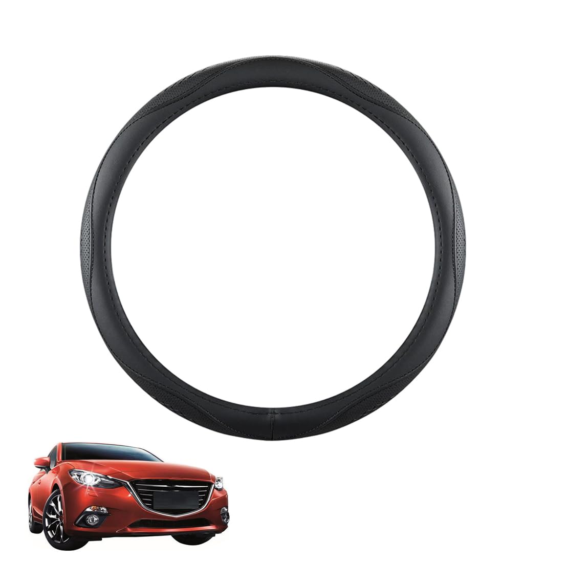 Lenkradbezug Mikrofaser Leder Auto für Axela 2014-2015 2016 2017 Atmungsaktiv Lenkradschutz Anti-Rutsch Lenkradhülle für Sommer Winter Auto Zubehör Innenraum Schwarz,B Lenkradbezug Mikrofaser Leder Auto für Axela 2014-2015 2016 2017 Atmungsaktiv Lenkradschutz Anti-Rutsch Lenkradhülle für Sommer Winter Auto Zubehör Innenraum Schwarz,B von ZWJFDGQM