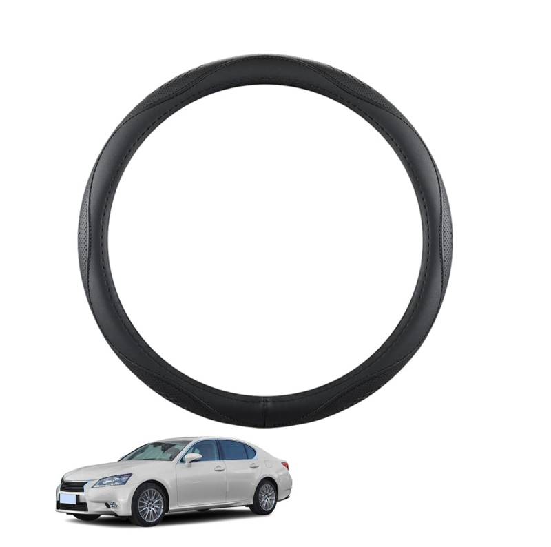 Lenkradbezug Mikrofaser Leder Auto für GS (L10) 2013-2020 Atmungsaktiv Lenkradschutz Anti-Rutsch Lenkradhülle für Sommer Winter Auto Zubehör Innenraum Schwarz,B von ZWJFDGQM