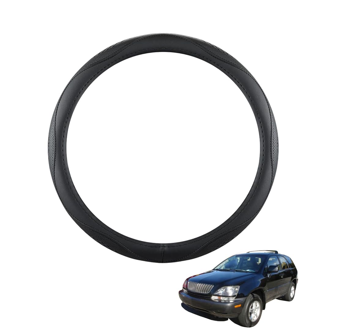 Lenkradbezug Mikrofaser Leder Auto für RX (XU10) 1999-2003 Atmungsaktiv Lenkradschutz Anti-Rutsch Lenkradhülle für Sommer Winter Auto Zubehör Innenraum Schwarz,B von ZWJFDGQM