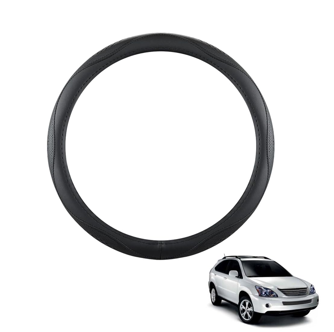 Lenkradbezug Mikrofaser Leder Auto für RX (XU30) 2nd 2004-2008 Atmungsaktiv Lenkradschutz Anti-Rutsch Lenkradhülle für Sommer Winter Auto Zubehör Innenraum Schwarz,B von ZWJFDGQM