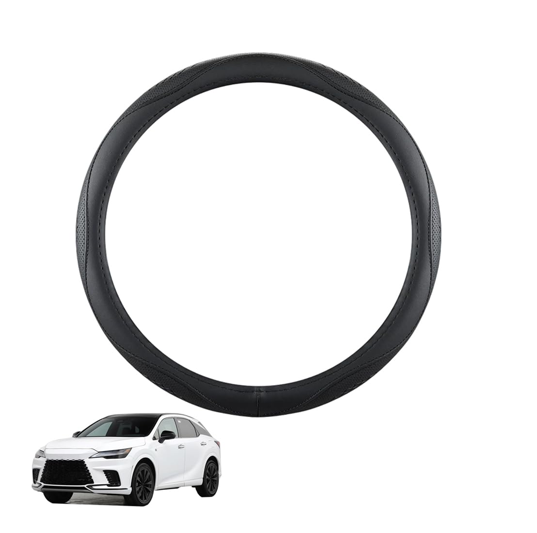 Lenkradbezug Mikrofaser Leder Auto für RX 2023+ Atmungsaktiv Lenkradschutz Anti-Rutsch Lenkradhülle für Sommer Winter Auto Zubehör Innenraum Schwarz,B Lenkradbezug Mikrofaser Leder Auto für RX 2023+ Atmungsaktiv Lenkradschutz Anti-Rutsch Lenkradhülle für Sommer Winter Auto Zubehör Innenraum Schwarz,B von ZWJFDGQM