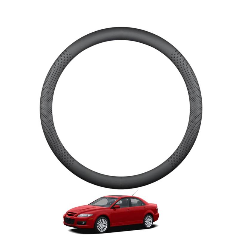 ZWJFDGQM Lenkradbezug Mikrofaser Leder Auto für Atenza GG1 2002-2007 Atmungsaktiv Lenkradschutz Anti-Rutsch Lenkradhülle für Sommer Winter Auto Zubehör Innenraum Schwarz,A von ZWJFDGQM