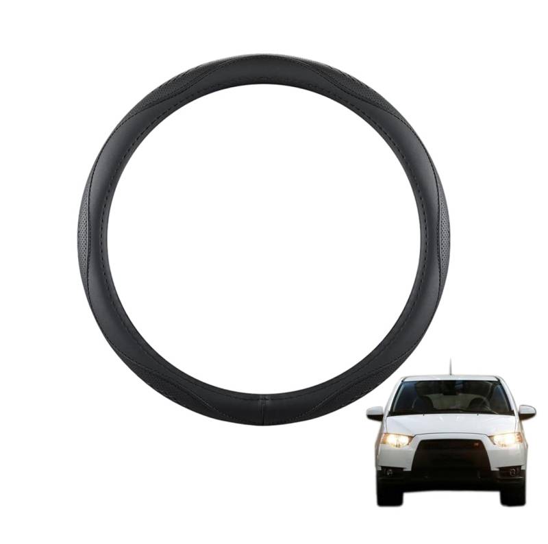 ZWJFDGQM Lenkradbezug Mikrofaser Leder Auto für Colt 2008-2012 Atmungsaktiv Lenkradschutz Anti-Rutsch Lenkradhülle für Sommer Winter Auto Zubehör Innenraum Schwarz,B von ZWJFDGQM