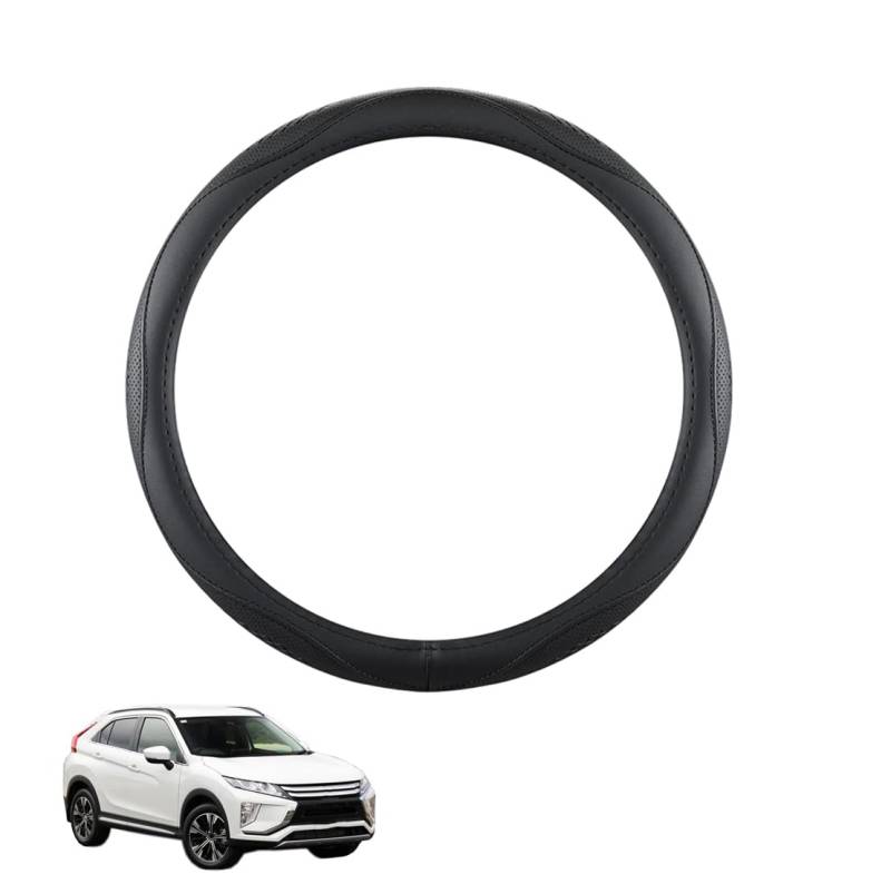ZWJFDGQM Lenkradbezug Mikrofaser Leder Auto für Eclipse Cross 2018-2020 Atmungsaktiv Lenkradschutz Anti-Rutsch Lenkradhülle für Sommer Winter Auto Zubehör Innenraum Schwarz,B von ZWJFDGQM