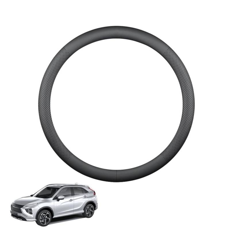 ZWJFDGQM Lenkradbezug Mikrofaser Leder Auto für Eclipse Cross MK2 2021+ Atmungsaktiv Lenkradschutz Anti-Rutsch Lenkradhülle für Sommer Winter Auto Zubehör Innenraum Schwarz,A von ZWJFDGQM