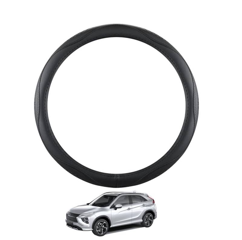 ZWJFDGQM Lenkradbezug Mikrofaser Leder Auto für Eclipse Cross MK2 2021+ Atmungsaktiv Lenkradschutz Anti-Rutsch Lenkradhülle für Sommer Winter Auto Zubehör Innenraum Schwarz,B von ZWJFDGQM