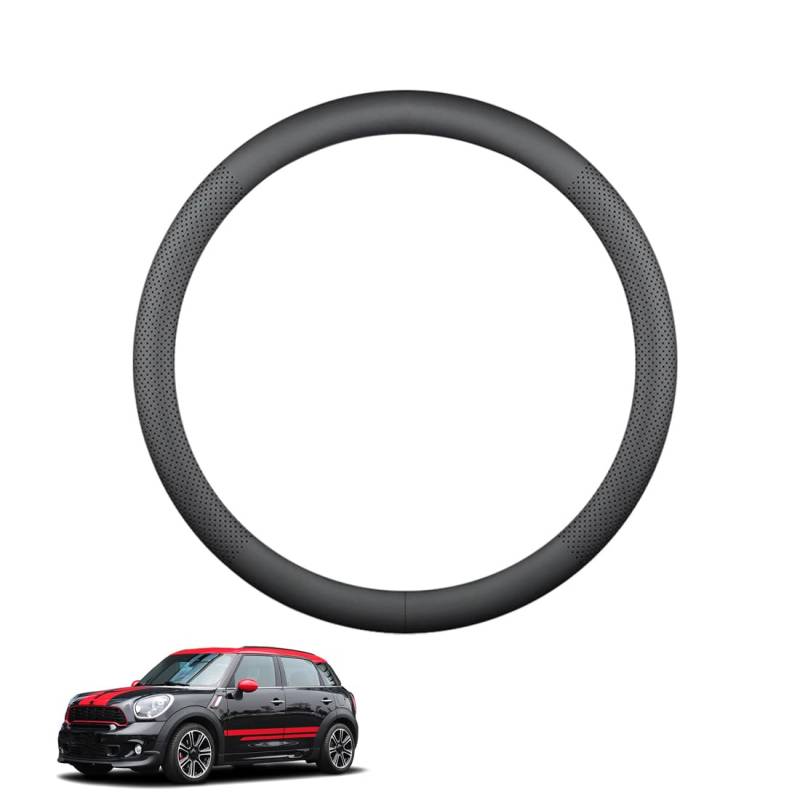 ZWJFDGQM Lenkradbezug Mikrofaser Leder Auto für F60 Countryman 2018-2019 Atmungsaktiv Lenkradschutz Anti-Rutsch Lenkradhülle für Sommer Winter Auto Zubehör Innenraum Schwarz,A von ZWJFDGQM