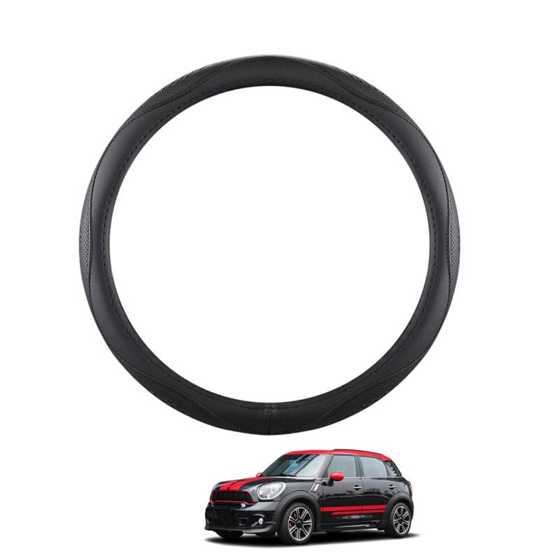 ZWJFDGQM Lenkradbezug Mikrofaser Leder Auto für F60 Countryman 2018-2019 Atmungsaktiv Lenkradschutz Anti-Rutsch Lenkradhülle für Sommer Winter Auto Zubehör Innenraum Schwarz,B von ZWJFDGQM