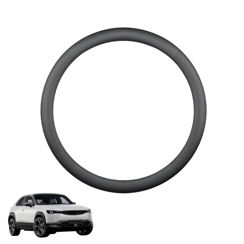 ZWJFDGQM Lenkradbezug Mikrofaser Leder Auto für MX-30 2020+ Atmungsaktiv Lenkradschutz Anti-Rutsch Lenkradhülle für Sommer Winter Auto Zubehör Innenraum Schwarz,A von ZWJFDGQM