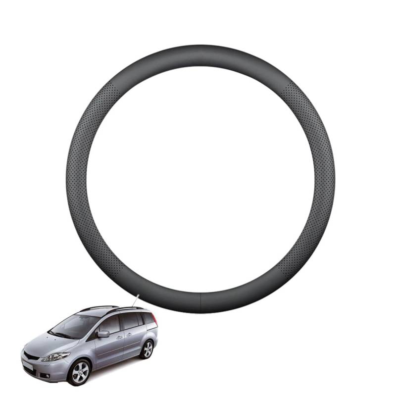 ZWJFDGQM Lenkradbezug Mikrofaser Leder Auto für Mazda5 2004-2010 Atmungsaktiv Lenkradschutz Anti-Rutsch Lenkradhülle für Sommer Winter Auto Zubehör Innenraum Schwarz,A von ZWJFDGQM