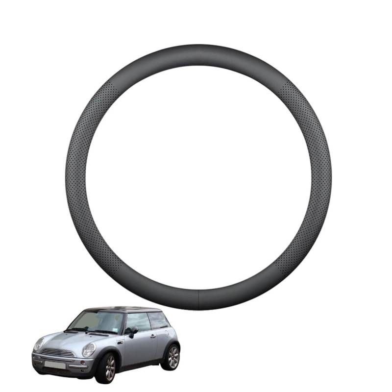 ZWJFDGQM Lenkradbezug Mikrofaser Leder Auto für Mini Cooper R50 R52 R53 Atmungsaktiv Lenkradschutz Anti-Rutsch Lenkradhülle für Sommer Winter Auto Zubehör Innenraum Schwarz,A von ZWJFDGQM