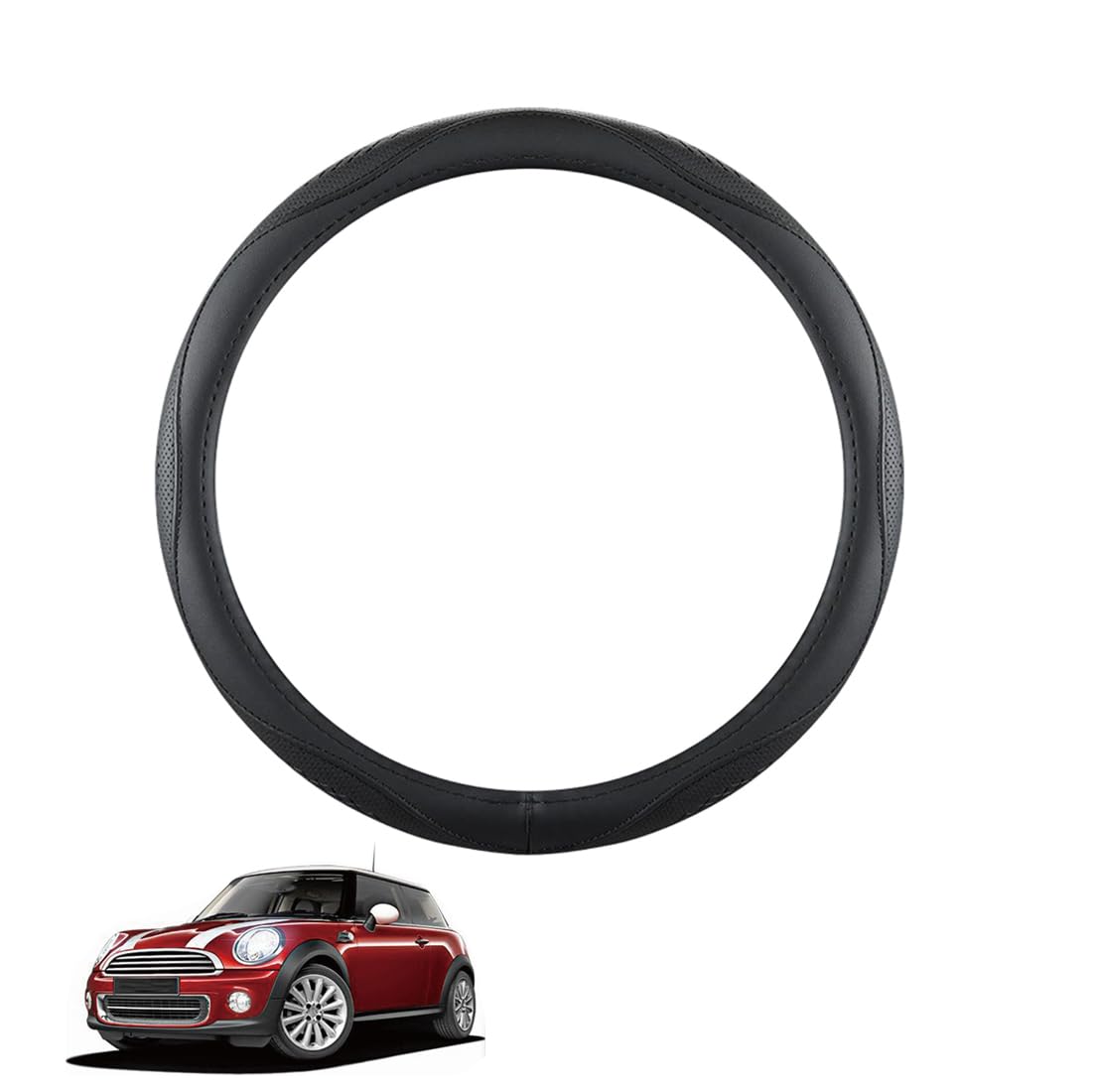 ZWJFDGQM Lenkradbezug Mikrofaser Leder Auto für R56 Atmungsaktiv Lenkradschutz Anti-Rutsch Lenkradhülle für Sommer Winter Auto Zubehör Innenraum Schwarz,B ZWJFDGQM Lenkradbezug Mikrofaser Leder Auto für R56 Atmungsaktiv Lenkradschutz Anti-Rutsch Lenkradhülle für Sommer Winter Auto Zubehör Innenraum Schwarz,B von ZWJFDGQM