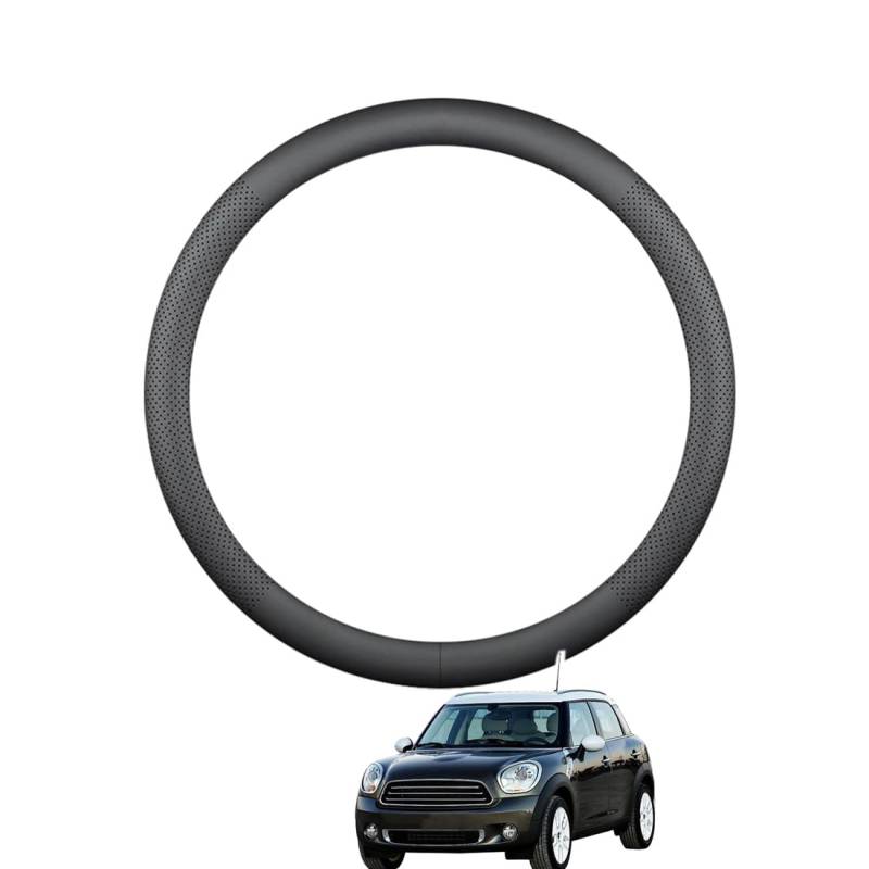 ZWJFDGQM Lenkradbezug Mikrofaser Leder Auto für R60 Countryman 2015-2017 Atmungsaktiv Lenkradschutz Anti-Rutsch Lenkradhülle für Sommer Winter Auto Zubehör Innenraum Schwarz,A von ZWJFDGQM