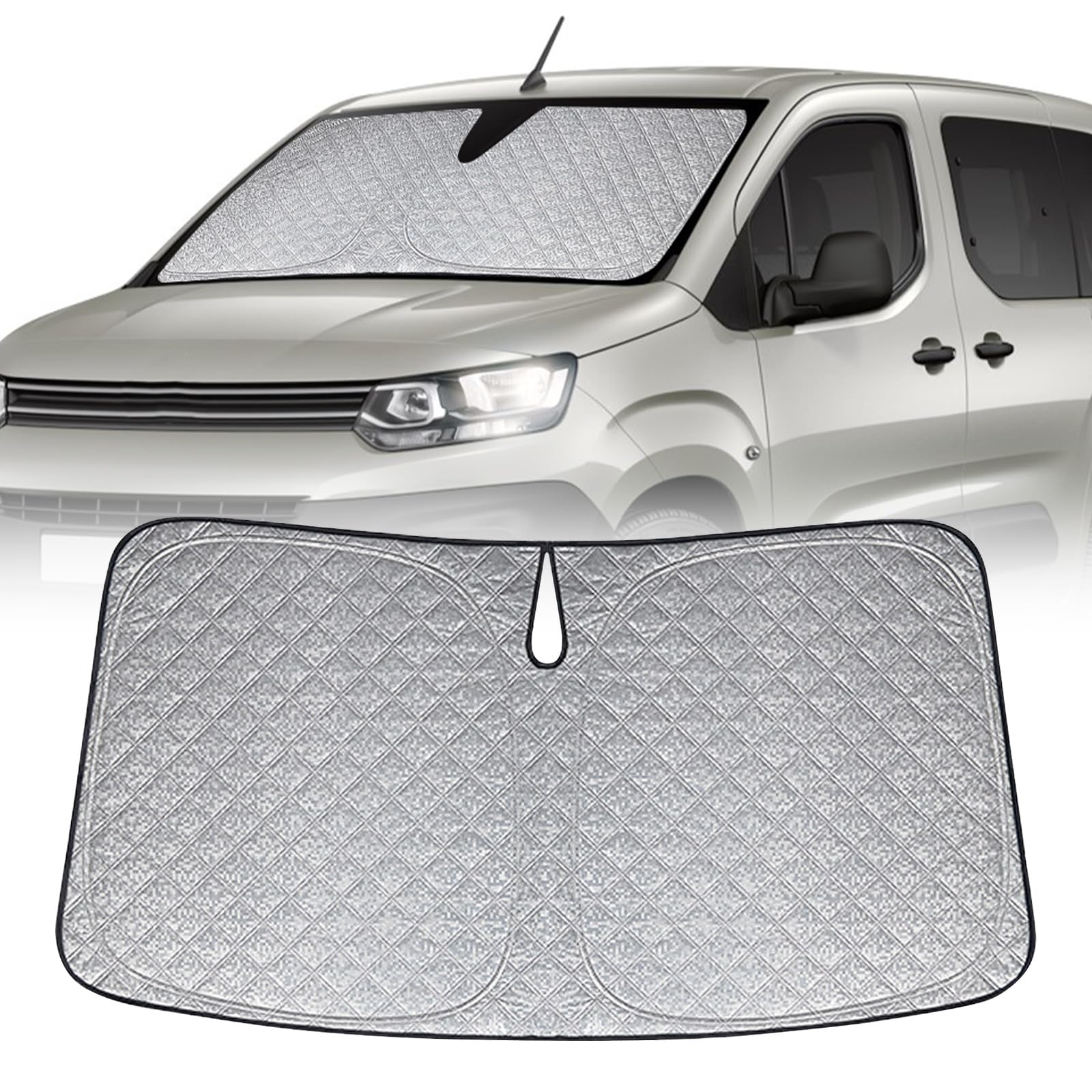 Auto Frontscheiben Sonnenblende Ersatz für Citroen Berlingo K9 2018-2024, Faltbarer Sonnenschutz für Auto Windschutzscheibe, um 99% UVR zu Blockieren und Ihr Fahrzeug Kühler zu Halten Auto Frontscheiben Sonnenblende Ersatz für Citroen Berlingo K9 2018-2024, Faltbarer Sonnenschutz für Auto Windschutzscheibe, um 99% UVR zu Blockieren und Ihr Fahrzeug Kühler zu Halten von ZWPARTS