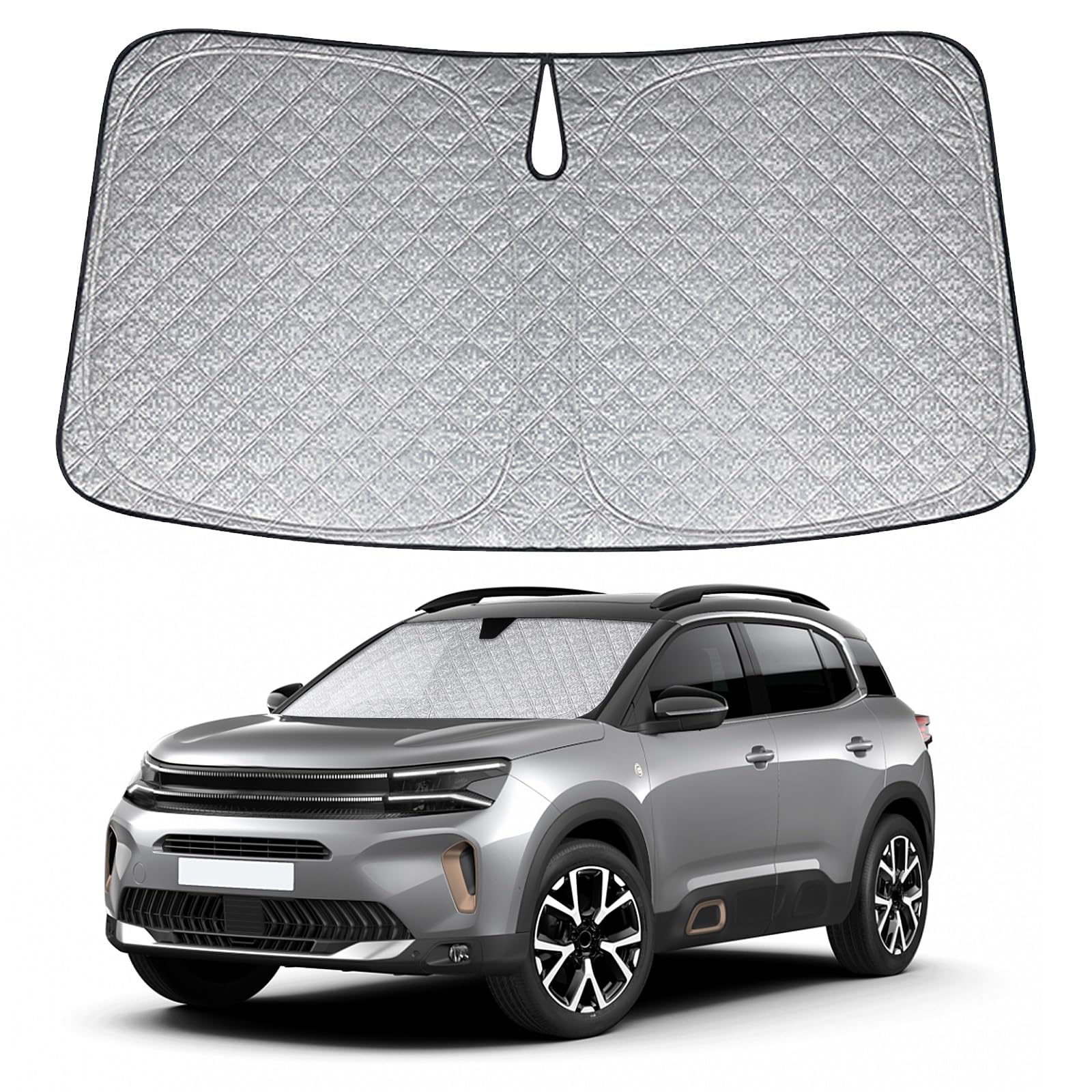 Auto Frontscheiben Sonnenblende Ersatz für Citroen C5 Aircross 2017-2024, Faltbarer Sonnenschutz für Auto Windschutzscheibe, um 99% UVR zu Blockieren und Ihr Fahrzeug Kühler zu Halten von ZWPARTS