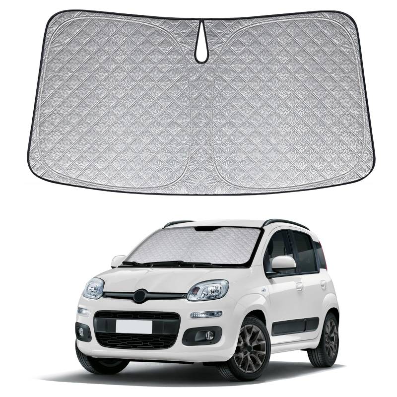 Auto Frontscheiben Sonnenblende Ersatz für FIAT Panda 2011-2024, Faltbarer Sonnenschutz für Auto Windschutzscheibe, um 99% UVR zu Blockieren und Ihr Fahrzeug Kühler zu Halten von ZWPARTS