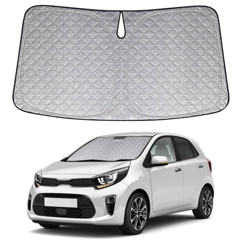 Auto Frontscheiben Sonnenblende Ersatz für Kia Picanto 2017-2024, Faltbarer Sonnenschutz für Auto Windschutzscheibe, um 99% UVR zu Blockieren und Ihr Fahrzeug Kühler zu Halten von ZWPARTS