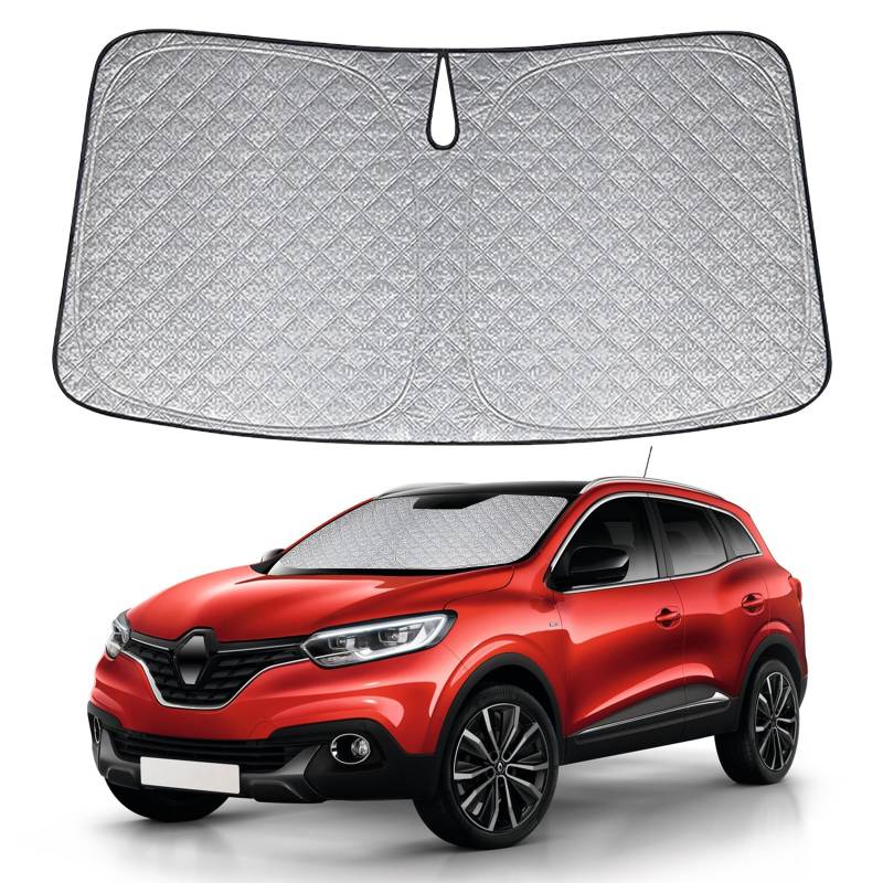 Auto Frontscheiben Sonnenblende Ersatz für Renault Kadjar 2015-2022, Faltbarer Sonnenschutz für Auto Windschutzscheibe, um 99% UVR zu Blockieren und Ihr Fahrzeug Kühler zu Halten von ZWPARTS