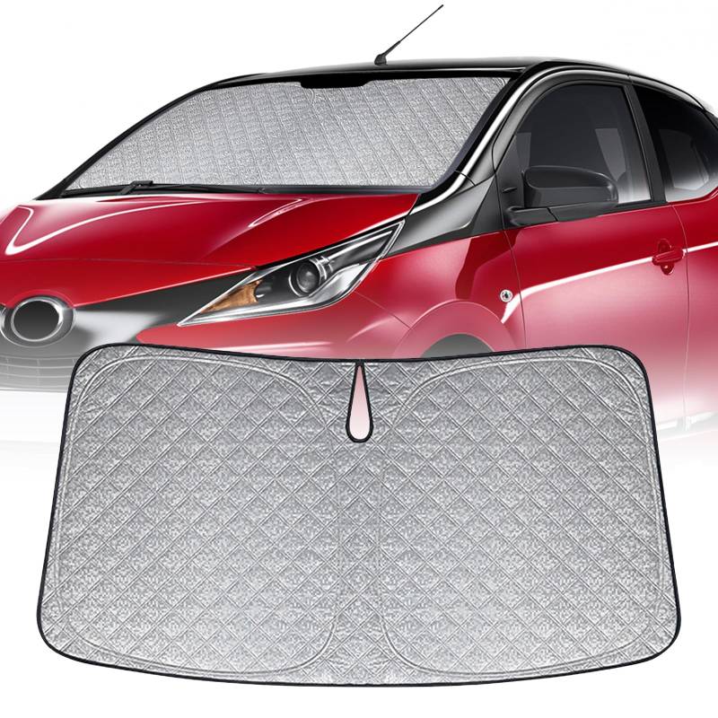 Auto Frontscheiben Sonnenblende Ersatz für Toyota Aygo 2014-2022, Faltbarer Sonnenschutz für Auto Windschutzscheibe, um 99% UVR zu Blockieren und Ihr Fahrzeug Kühler zu Halten von ZWPARTS