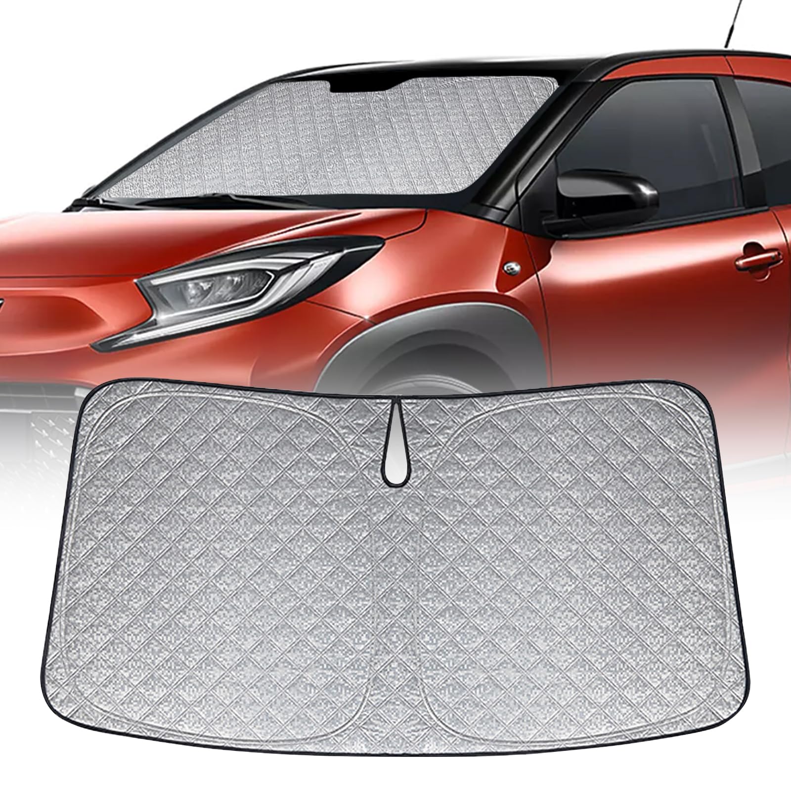 Auto Frontscheiben Sonnenblende Ersatz für Toyota Aygo X 2022-2025, Faltbarer Sonnenschutz für Auto Windschutzscheibe, um 99% UVR zu Blockieren und Ihr Fahrzeug Kühler zu Halten von ZWPARTS