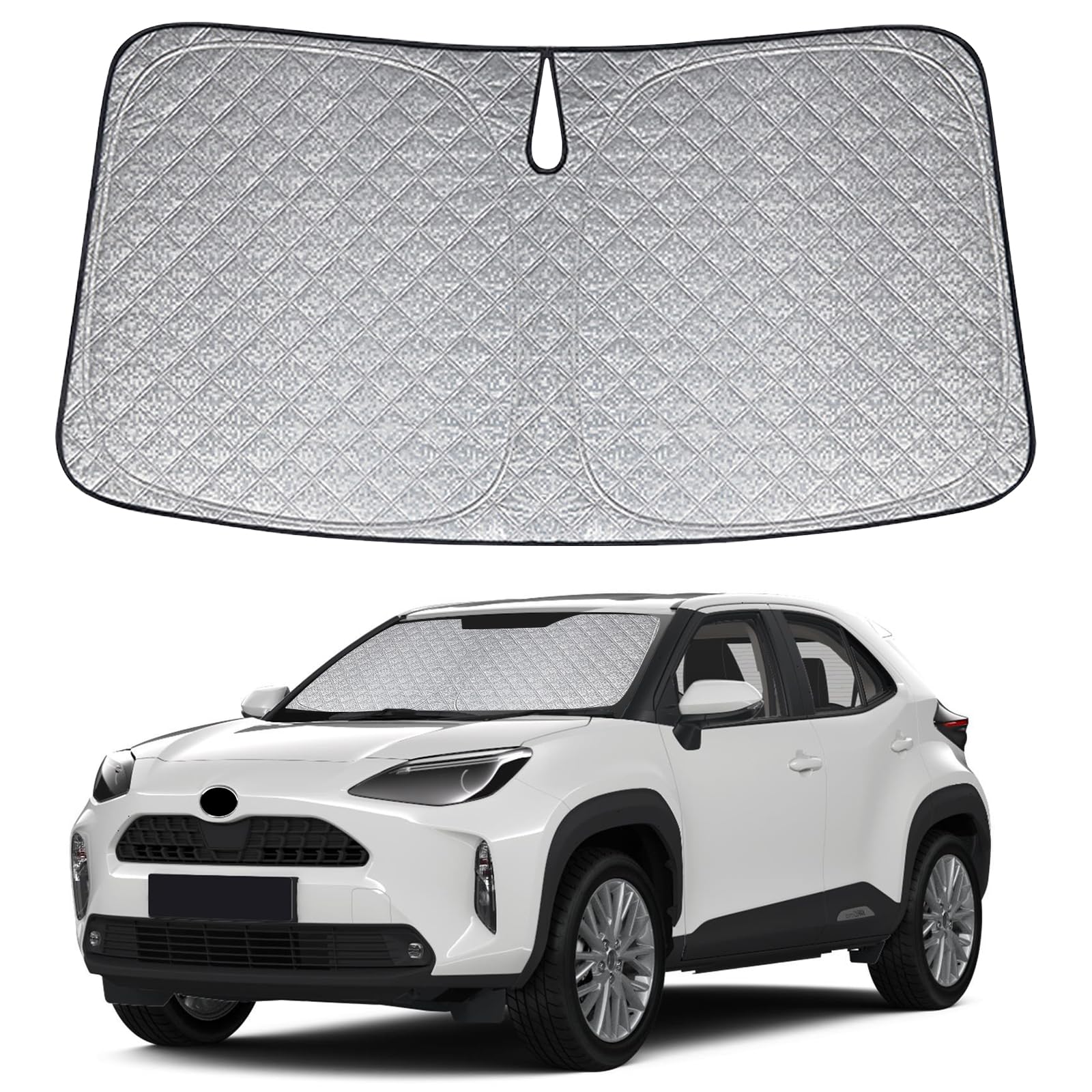 Auto Frontscheiben Sonnenblende Ersatz für Toyota Yaris Cross 2020-2024, Faltbarer Sonnenschutz für Auto Windschutzscheibe, um 99% UVR zu Blockieren und Ihr Fahrzeug Kühler zu Halten Auto Frontscheiben Sonnenblende Ersatz für Toyota Yaris Cross 2020-2024, Faltbarer Sonnenschutz für Auto Windschutzscheibe, um 99% UVR zu Blockieren und Ihr Fahrzeug Kühler zu Halten von ZWPARTS