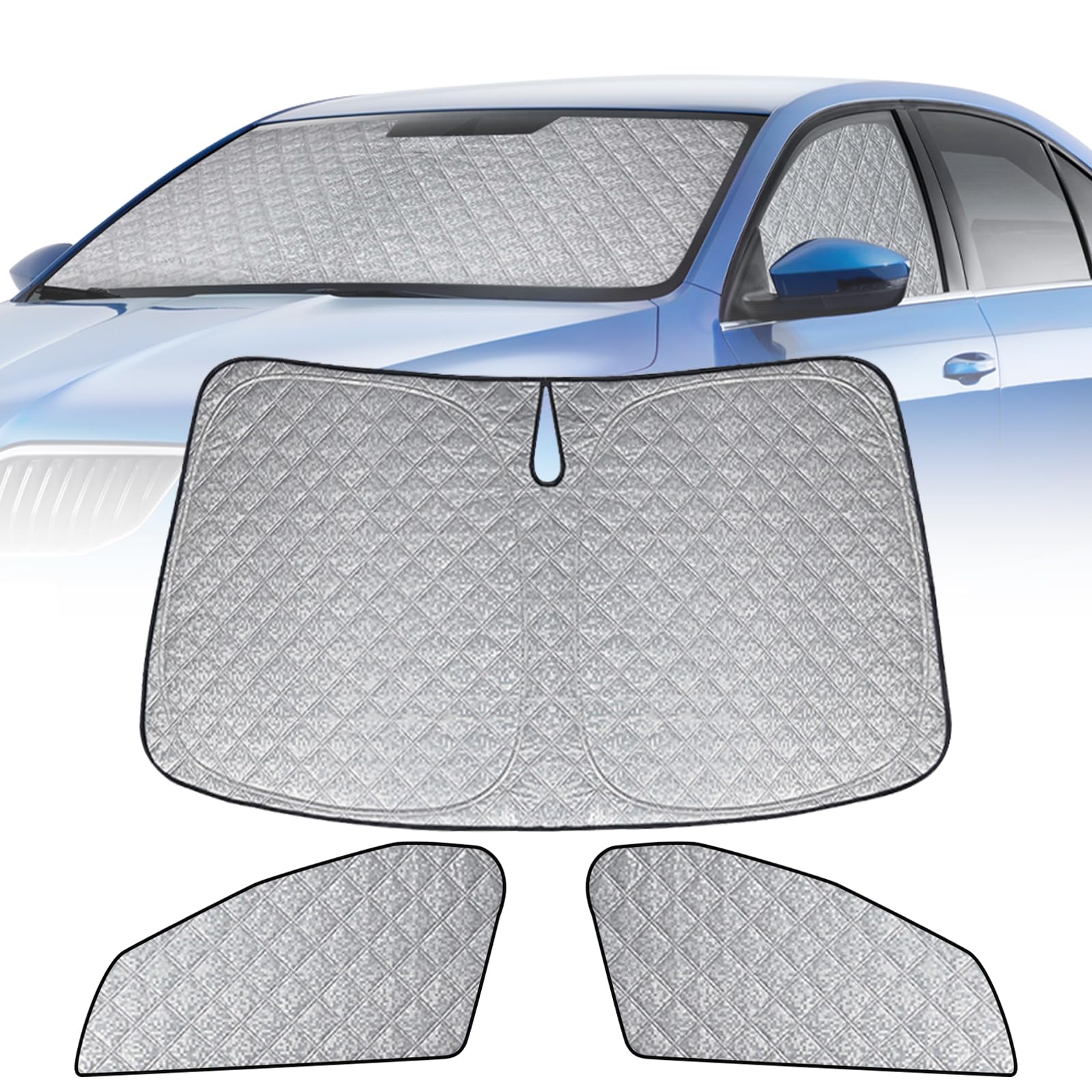 Auto Sonnenblende Ersatz für Skoda Octavia MK3 2012-2019, 3 STK Faltbarer Sonnenschutz für Auto Innenabdeckung, Windschutzscheibenabdeckung um 99% UVR zu Blockieren und Ihr Fahrzeug Kühler zu Halten von ZWPARTS