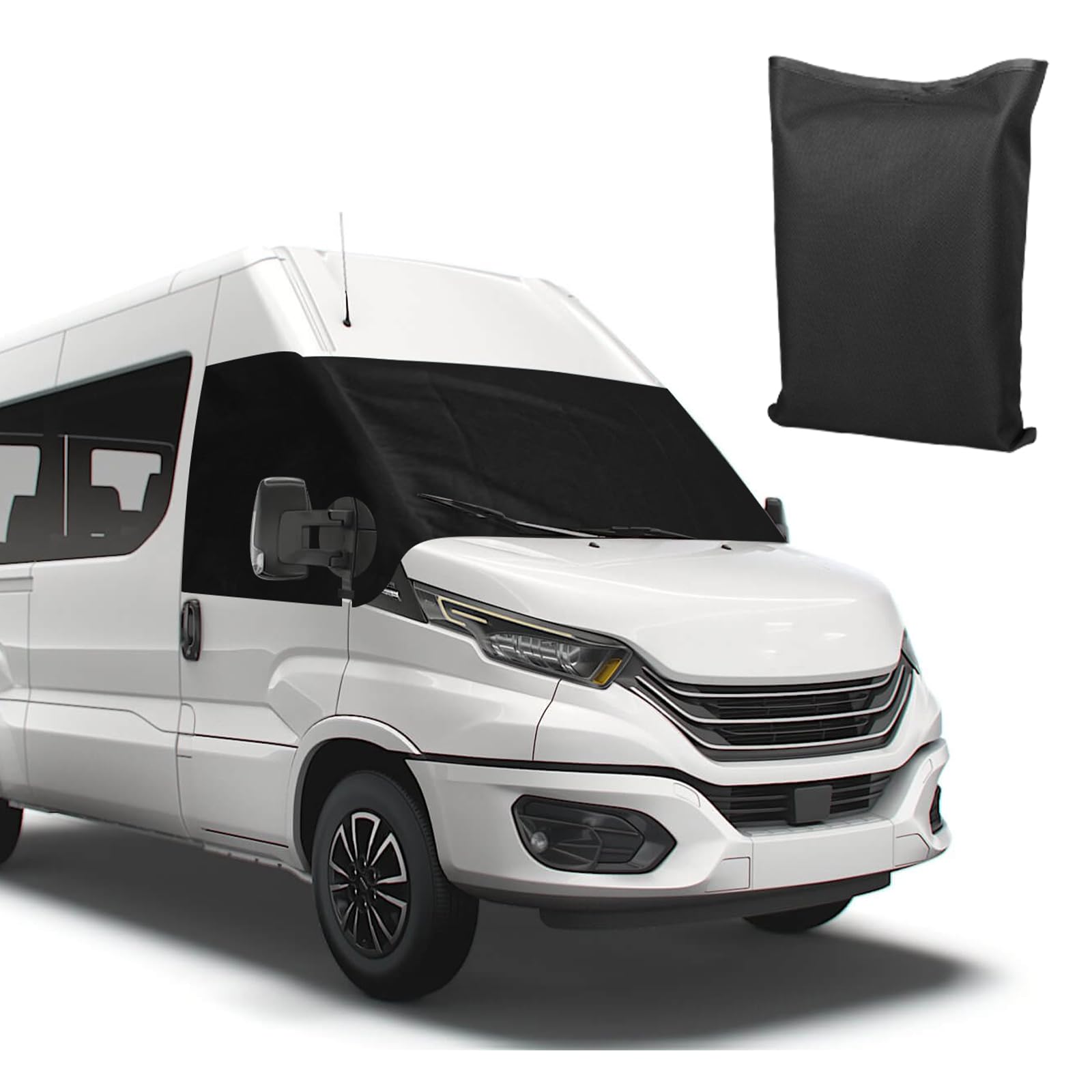 Auto Windschutzscheiben Abdeckung Ersatz für Iveco Daily 2014-2025, 600D Luxus Frontscheiben Sonnenschutz, 100% Verdunkelnd, Blockiert UV Strahlen, Wetterfeste Frontscheibe Wrap Cover von ZWPARTS