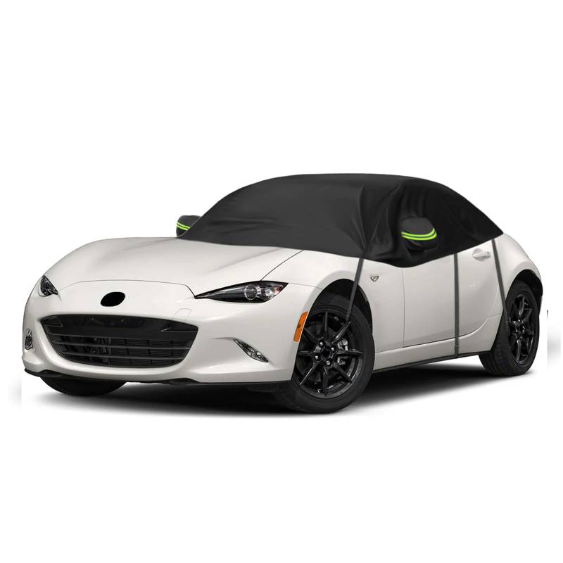 Autoabdeckung Wasserdicht Ersatz für Mazda MX-5 2015-2024, Sonnenfest Hälfte Autoabdeckung, Halbgarage UV Beständige Halbe Auto Abdeckplane Staubdicht Schneefest Outdoor Indoor von ZWPARTS