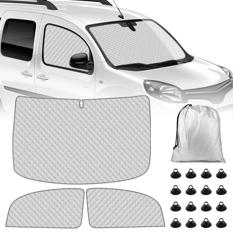 Sonnenschutz Auto Frontscheibe Ersatz für 2007-2021 Renault Kangoo 2 X61, 3 STK Faltbarer Sonnenschutz für Auto Innenabdeckung, Internes Thermomatte Set mit Aufbewahrungstasche von ZWPARTS