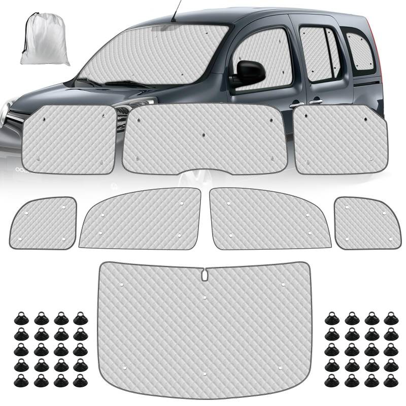 Sonnenschutz Auto Frontscheibe Ersatz für 2007-2021 Renault Kangoo 2 X61, 8 STK Faltbarer Sonnenschutz für Auto Innenabdeckung, Internes Thermomatte Set mit Aufbewahrungstasche von ZWPARTS