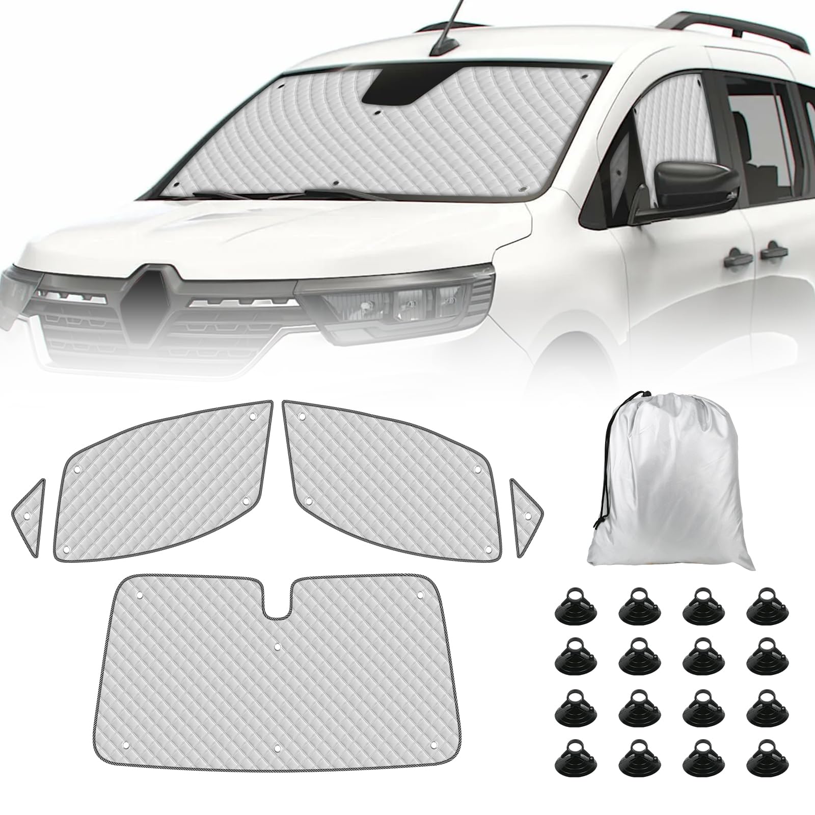 Sonnenschutz Auto Frontscheibe Ersatz für 2020-2025 Renault Kangoo 3 XFK, 5 STK Faltbarer Sonnenschutz für Auto Innenabdeckung, Internes Thermomatte Set mit Aufbewahrungstasche Sonnenschutz Auto Frontscheibe Ersatz für 2020-2025 Renault Kangoo 3 XFK, 5 STK Faltbarer Sonnenschutz für Auto Innenabdeckung, Internes Thermomatte Set mit Aufbewahrungstasche von ZWPARTS