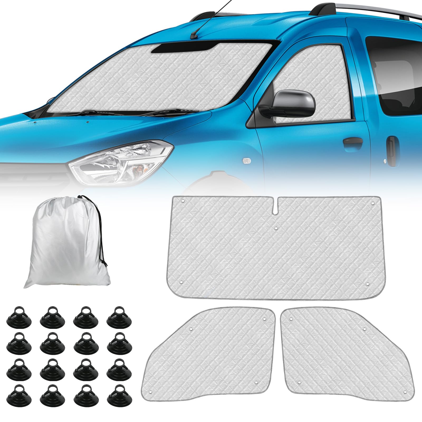 Sonnenschutz Auto Frontscheibe Ersatz für Dacia Dokker 2015-2025, 3 STK Faltbarer Sonnenschutz für Auto Innenabdeckung, Internes Thermomatte Set mit Aufbewahrungstasche, Ihr Fahrzeug Kühler Halten Sonnenschutz Auto Frontscheibe Ersatz für Dacia Dokker 2015-2025, 3 STK Faltbarer Sonnenschutz für Auto Innenabdeckung, Internes Thermomatte Set mit Aufbewahrungstasche, Ihr Fahrzeug Kühler Halten von ZWPARTS