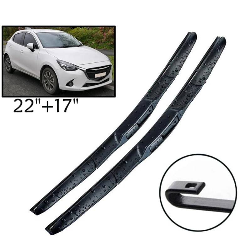 Scheibenwischer Ersatz Gummi für Mazda 2 Mazda2 Demio DJ DL 2014-2023 22"+17", Windschutzscheibe Vordere Wischerblätter Windschutzscheibe Frontscheibe Zubehör von ZXBL
